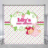 Aperturee - Aperturee Strawberry Girl Dots Custom Baby Shower Backdrop